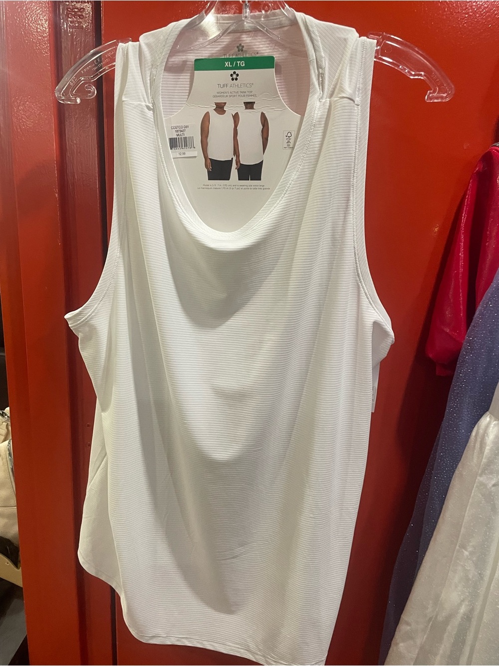 Tuff Athletics White Ribbed Athletic Tank